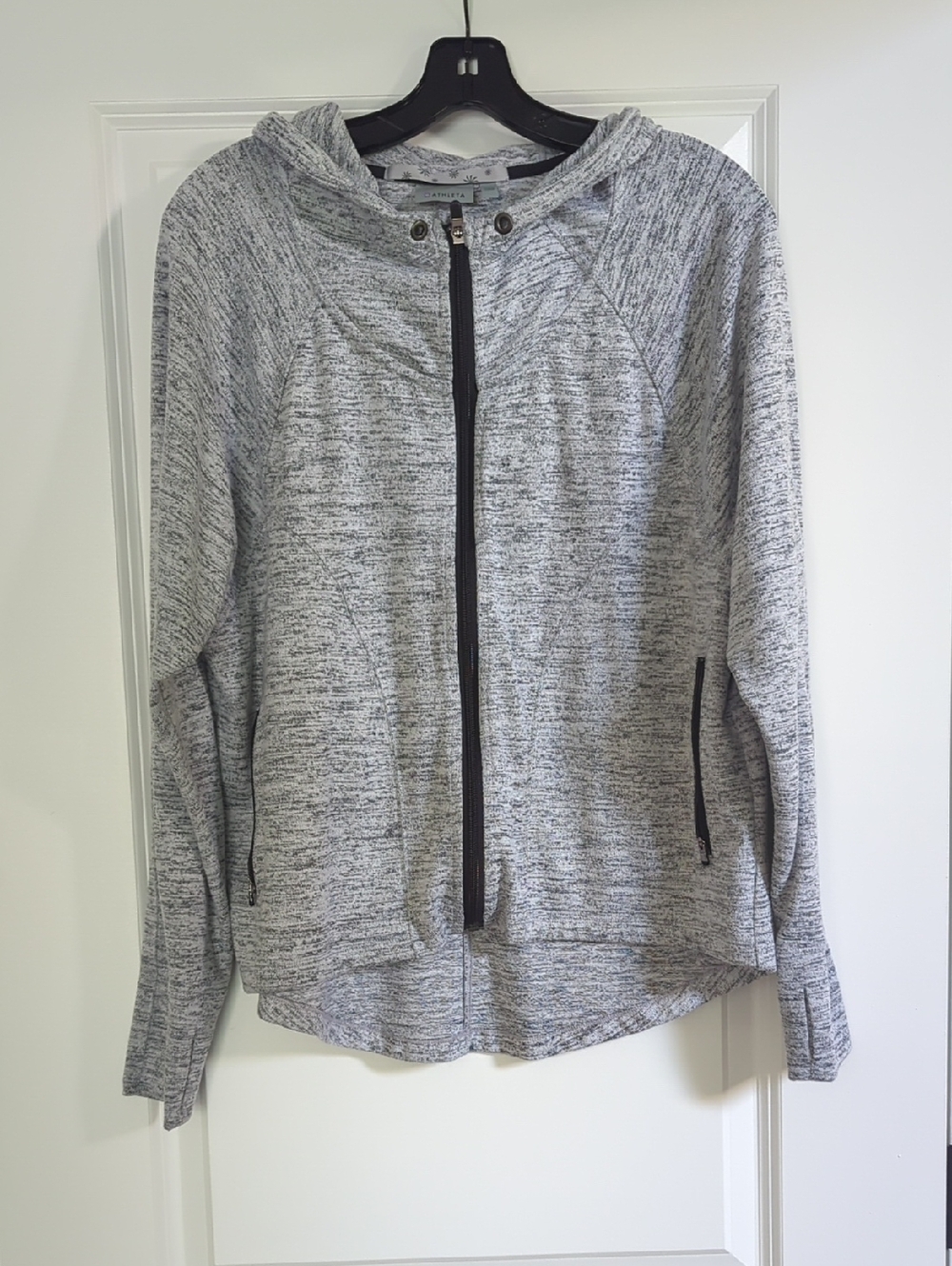 Light Gray Hooded Zip-Front Women's Top